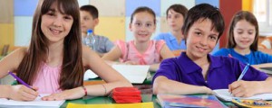 Children sitting on a lesson.